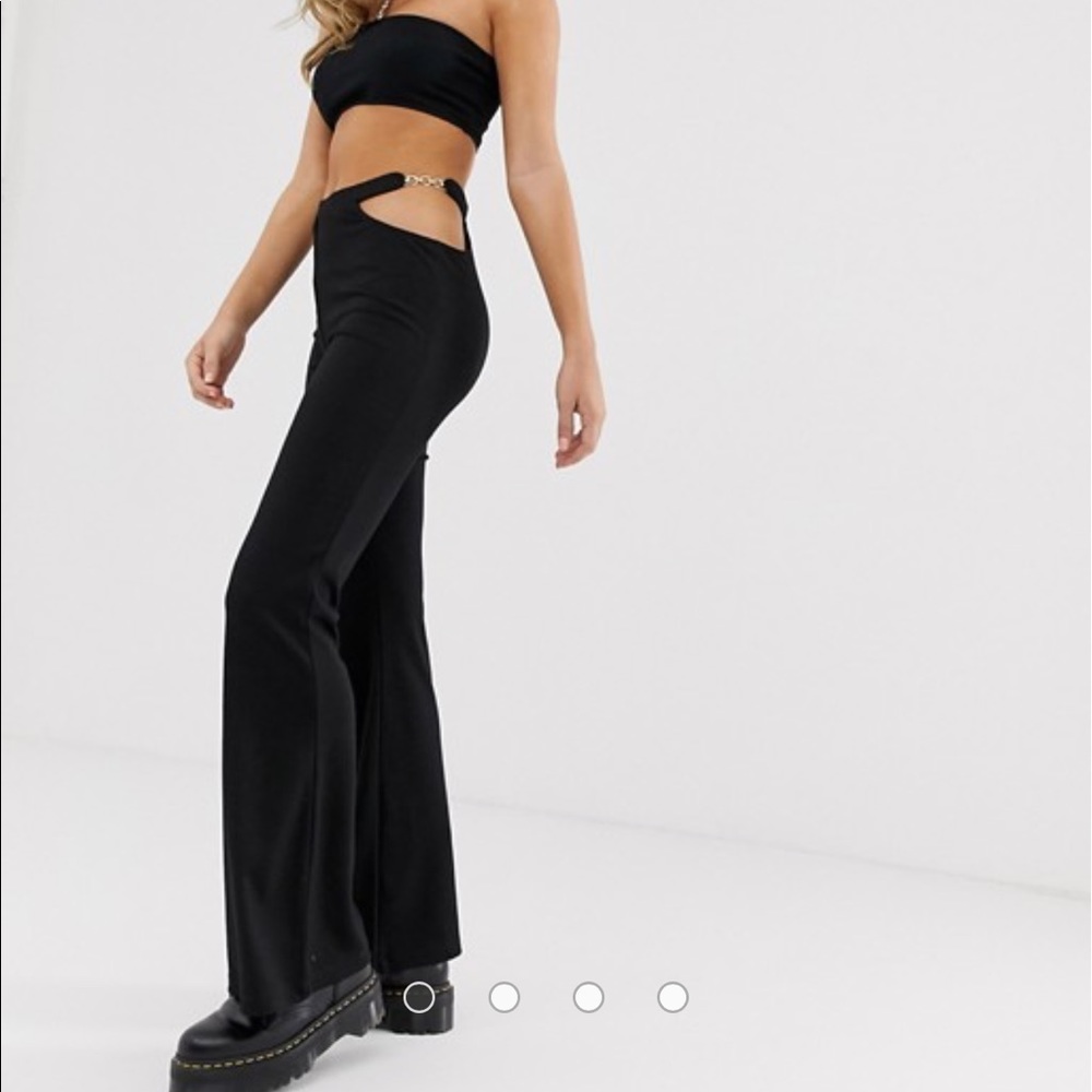 WORN ONCE MED ASOS CUT OUT HIT BLACK FLARE PANTS